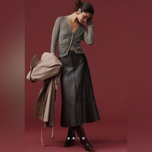 Anthropologie Maeve Ruched Crop Cardigan Sweater